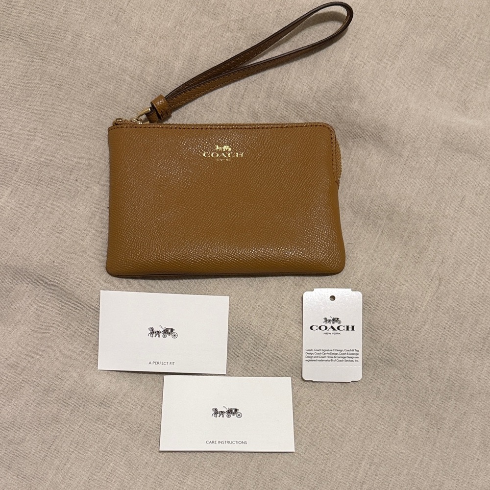 Coach Tan Leather Wristlet